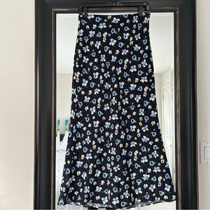 Veronica Beard Blue Floral A-Line Maxi Skirt